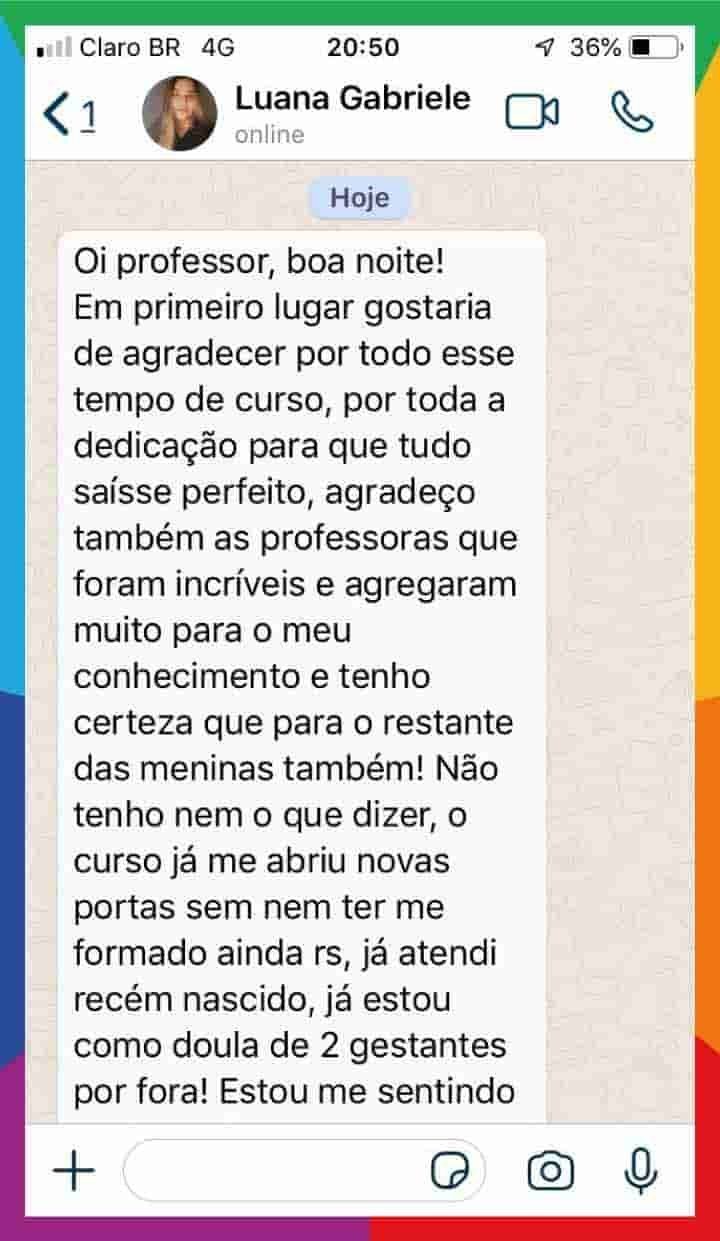 Depoimento de aluna
